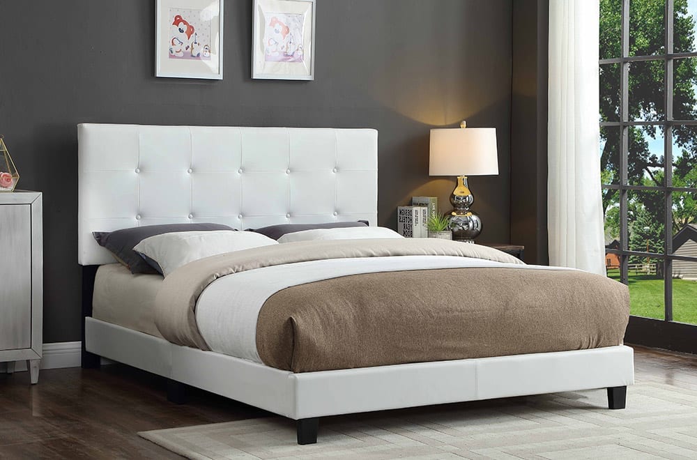White Adjustable Headboard & Bed 2113