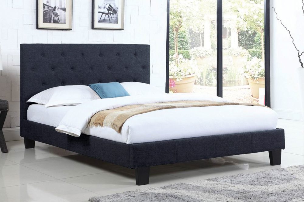 Blue Fabric Platform Bed T2366B
