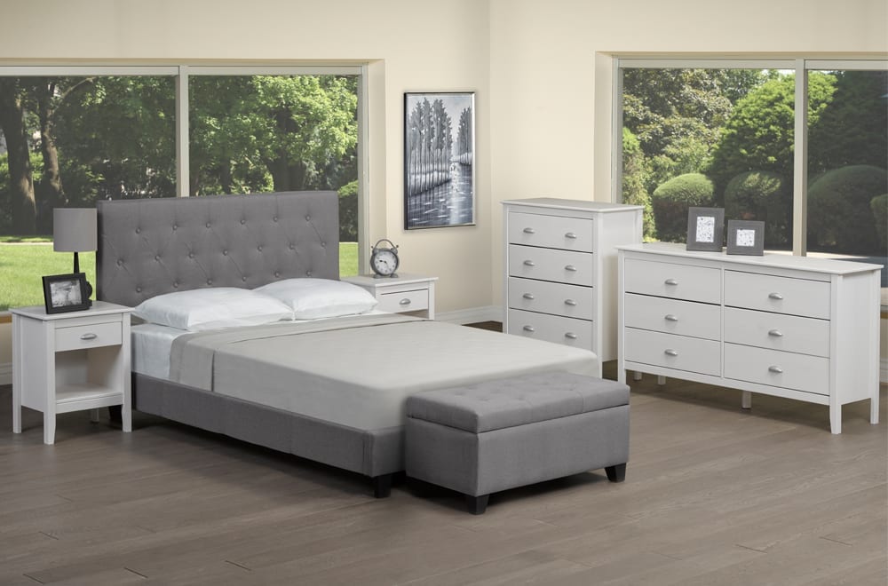 Grey Fabric Platform Bed T 2366 G