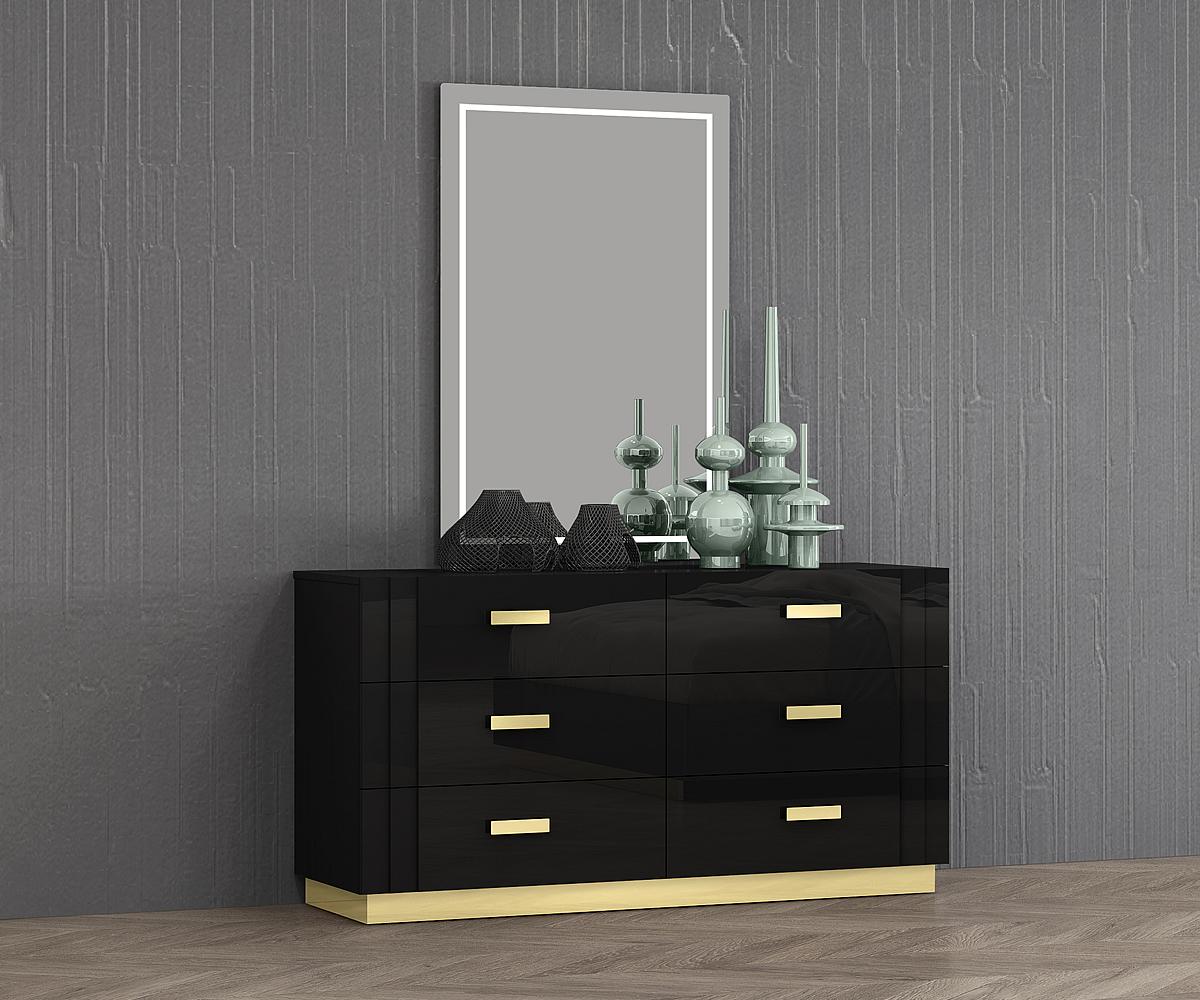 Glamour Lacquer Bedroom Set Black SB809