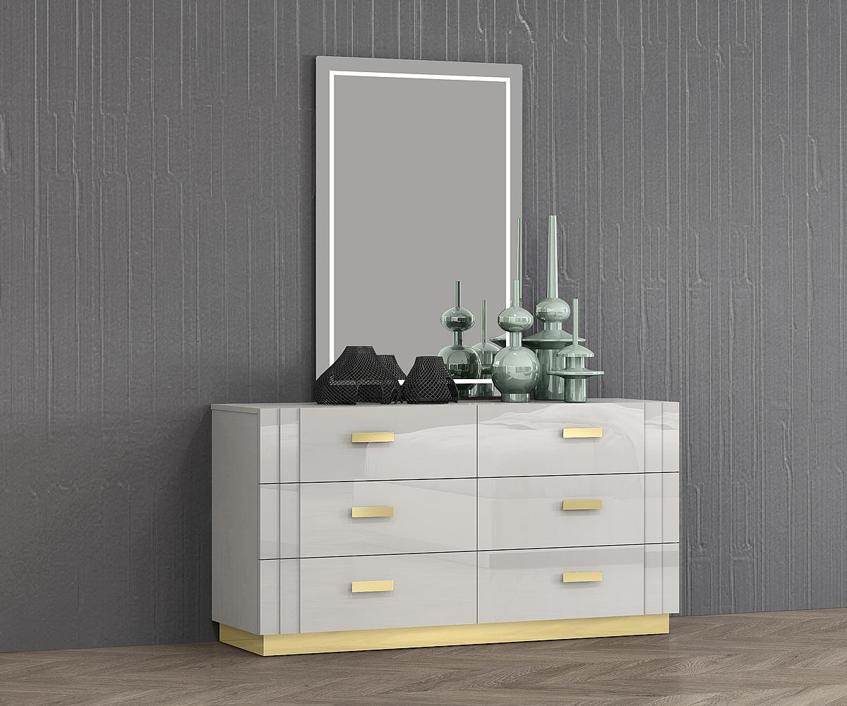 Charmer Grey Lacquer Dresser & Mirror SB812