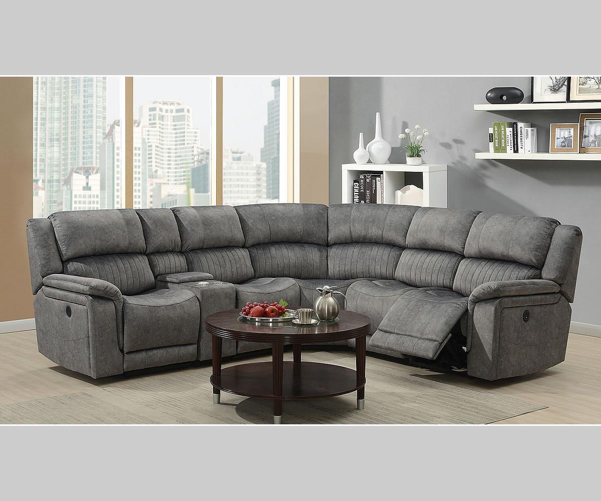 Washington Fabric Recliner Sectional Grey 6129