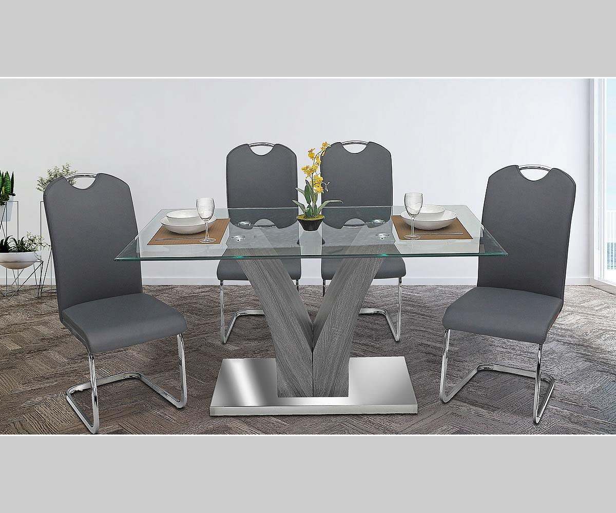 Lorie 5 PC Glass Dining Set Grey 7500
