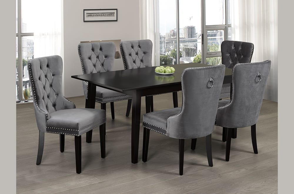 7 PC Dining Set With Butterfly Extension Grey T 3009 / 246