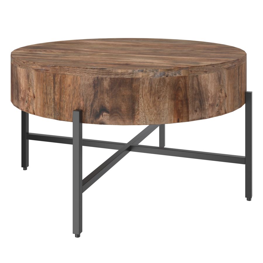 Blox Round Coffee Table in Natural and Black 301-528NAT