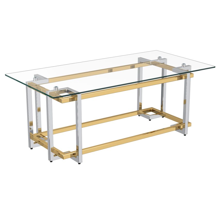 Florina Rectangular Coffee Table in Silver and Gold 301-561REC