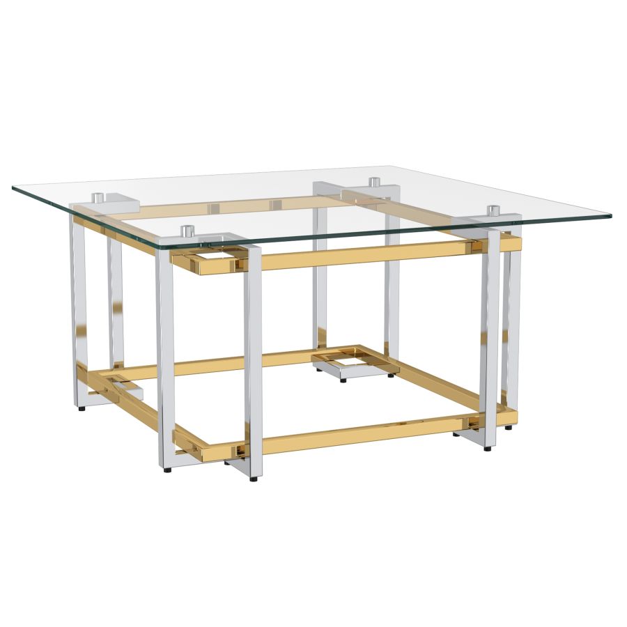 Florina Square Coffee Table in Silver and Gold 301-561SQU