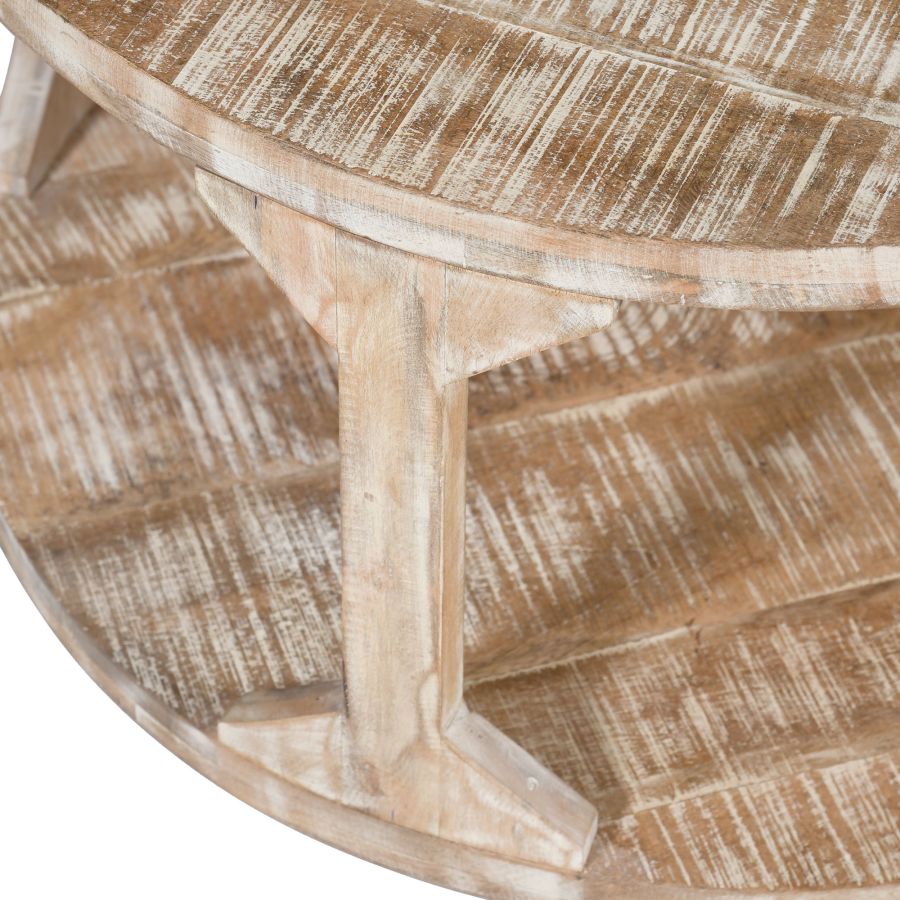 Avni Round Coffee Table in Distressed Natural 301-619NT