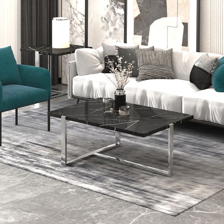 Veno Coffee Table in Black and Silver 301-624BK_CH