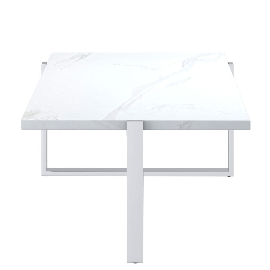 Veno Coffee Table in White and Silver 301-624WT_CH