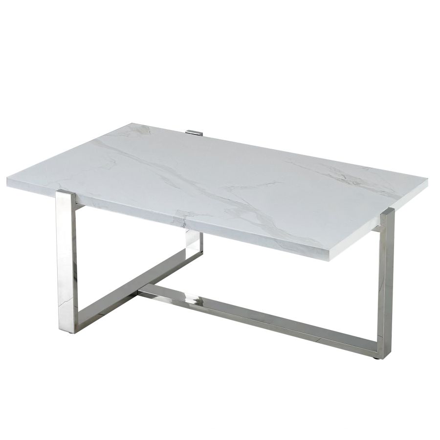 Veno Coffee Table in White and Silver 301-624WT_CH