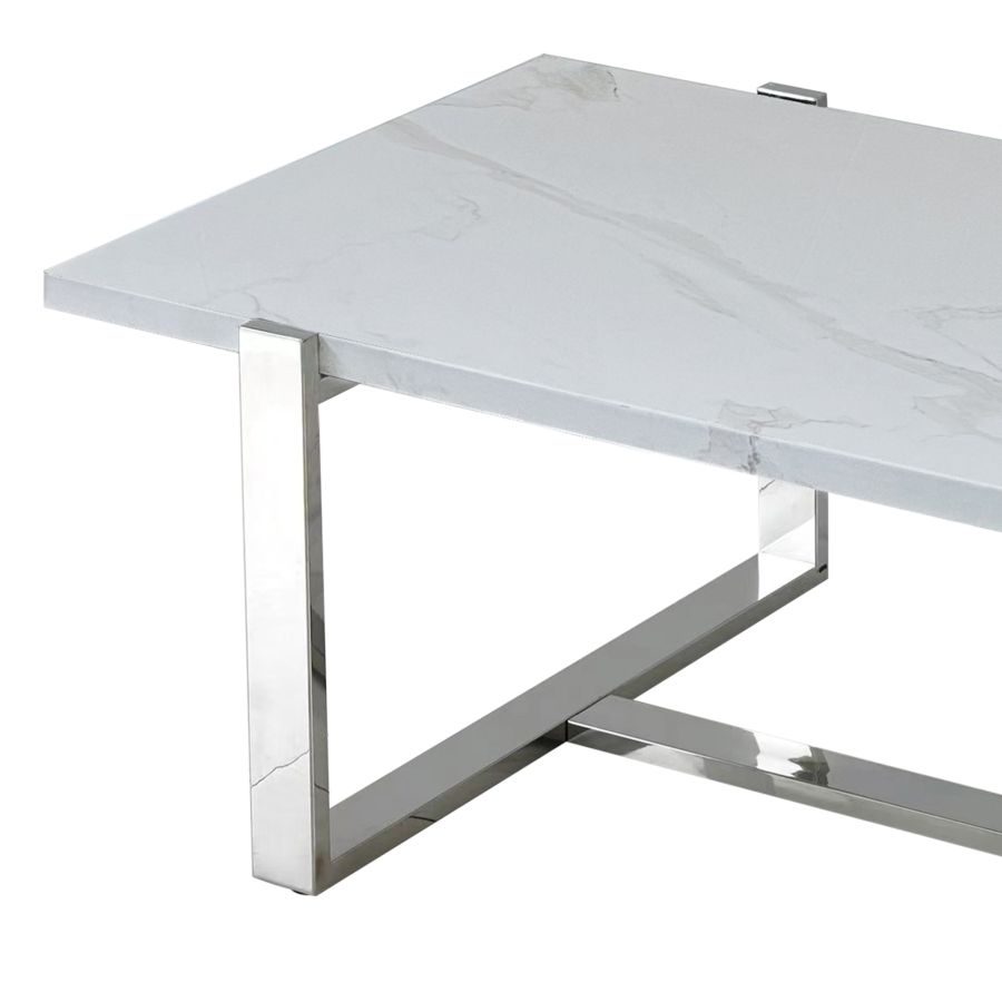 Veno Coffee Table in White and Silver 301-624WT_CH