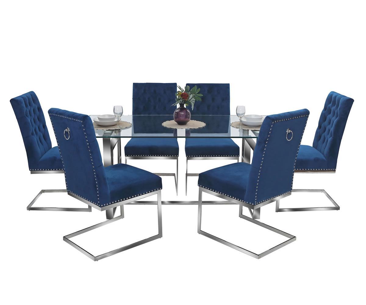 Dahlia 7pc Dining Set Blue MEGDT019