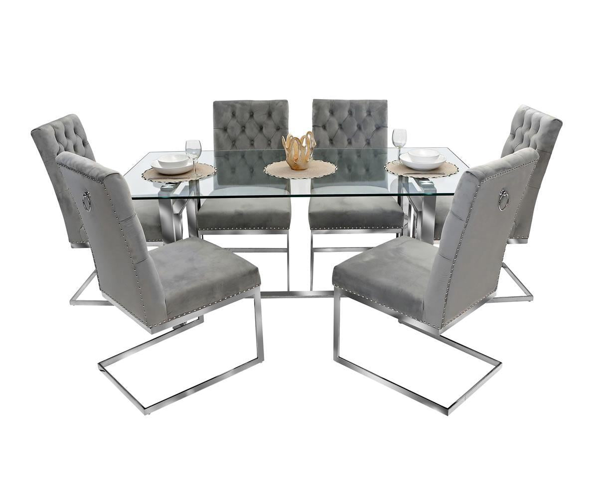 Dahlia 7pc Dining Set Grey MEGDT019