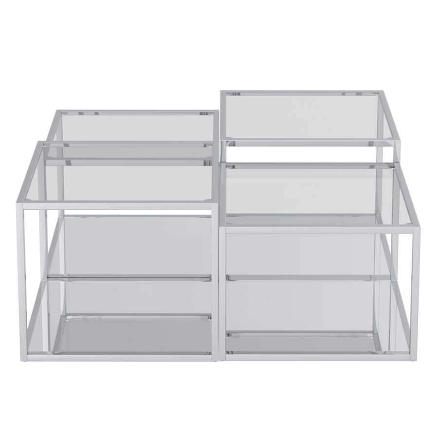 Casini 4pc Multi-Tier Coffee Table Set in Silver 303-632CH-4