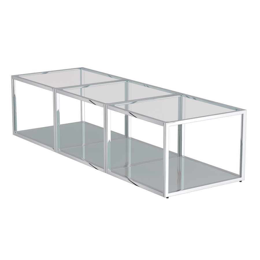 Casini 3pc Small Coffee Table Set in Silver 303-632CH_S