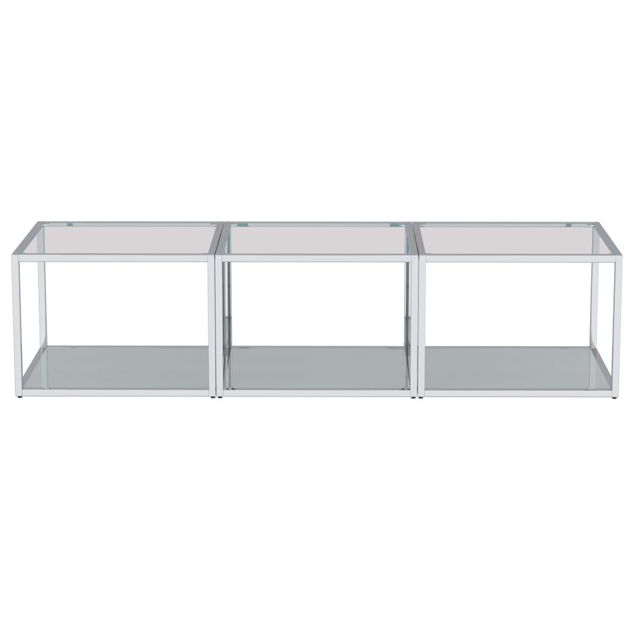 Casini 3pc Small Coffee Table Set in Silver 303-632CH_S