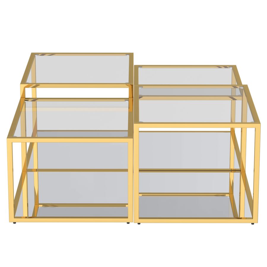 Casini 4pc Multi-Tier Coffee Table Set in Gold 303-632GL-4
