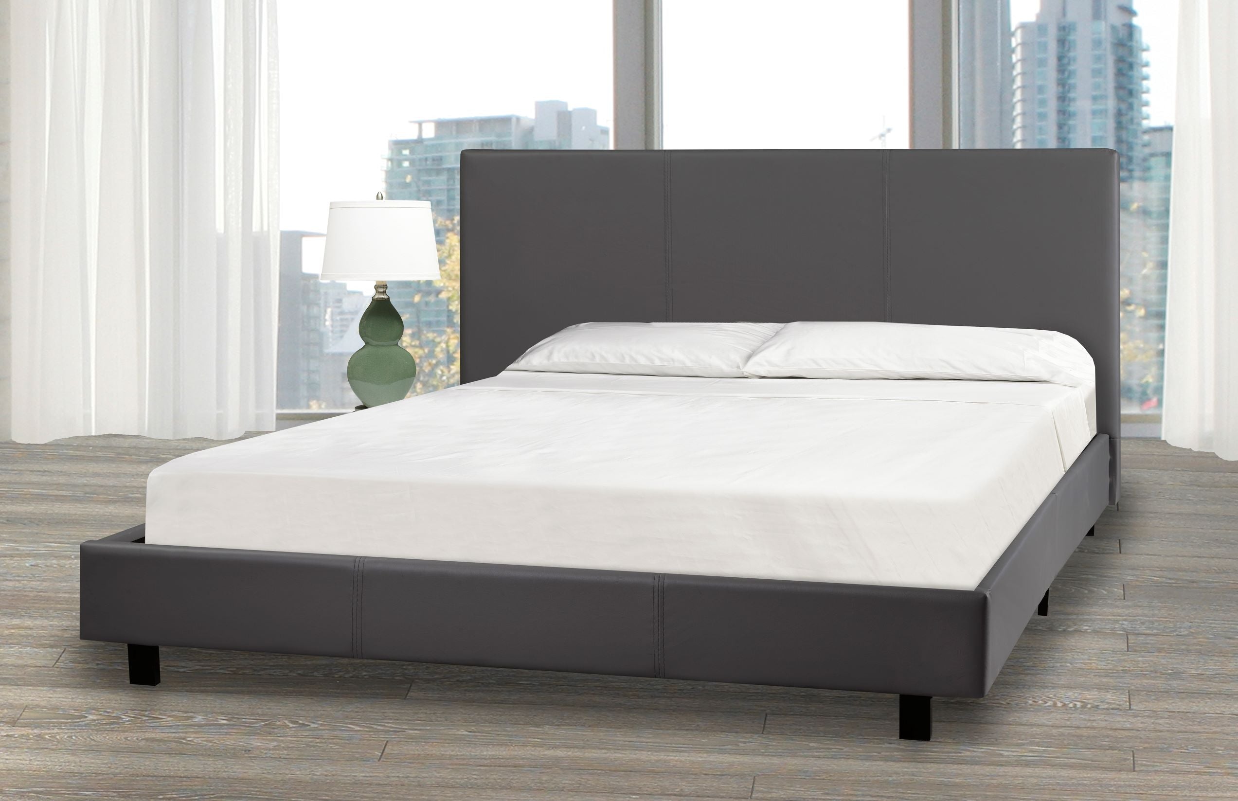 Grey Contemporary Styling Platform Bed With Enhanced Metal Frame 3032