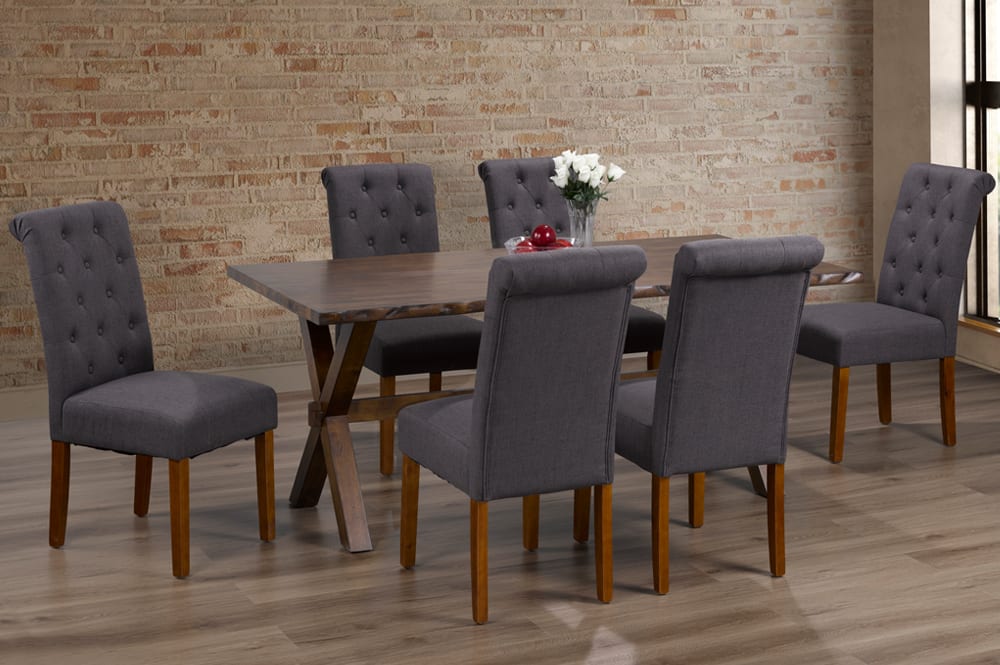 Wooden Dining Table With 6 Chairs Charcoal T 3036 / T 258