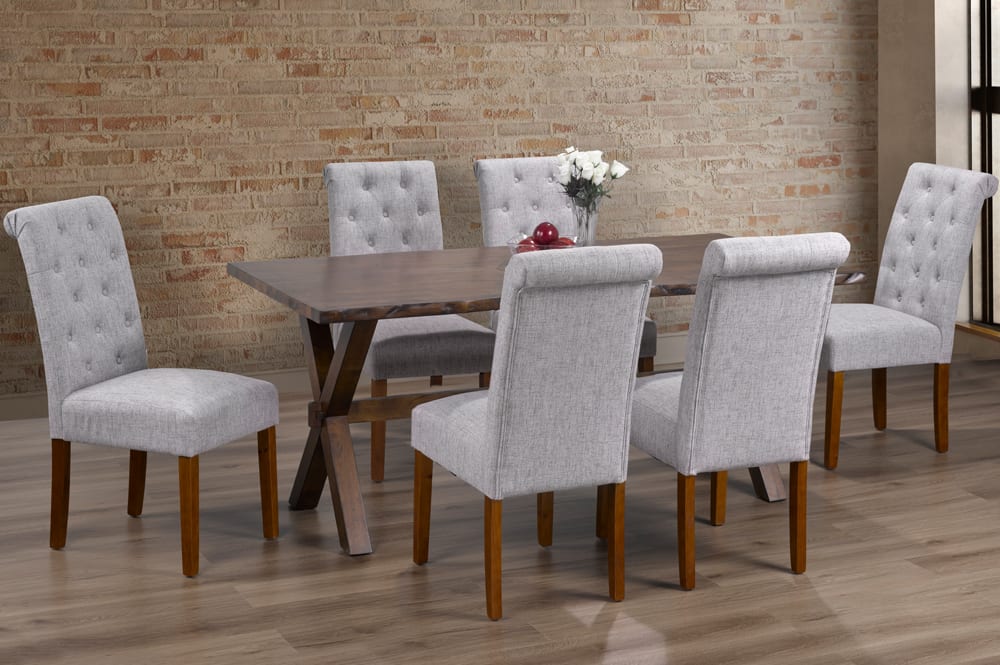 Wooden Dining Table With 6 Chairs Grey T 3036 / T 258
