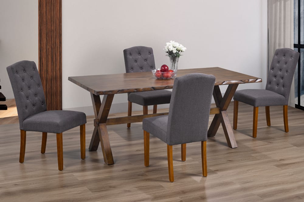 Wooden Dining Table With 4 Chairs Charcoal T 3038 / T 256