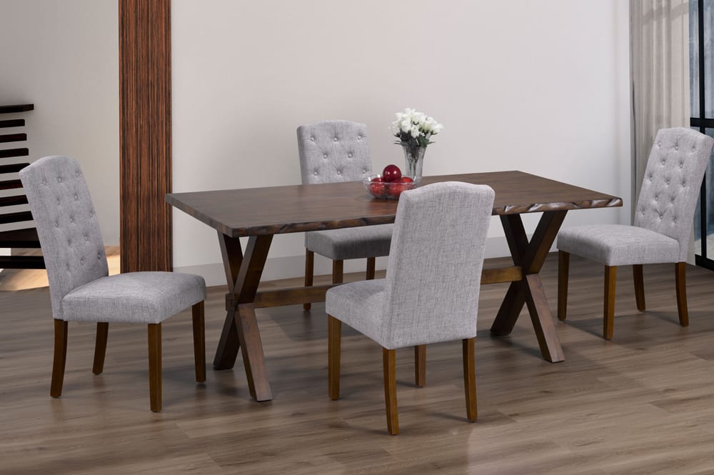 Wooden Dining Table With 4 Chairs Grey T 3038 / T 256