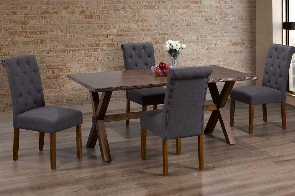 Wooden Dining Table With 4 Chairs Charcoal T 3038 / T 258