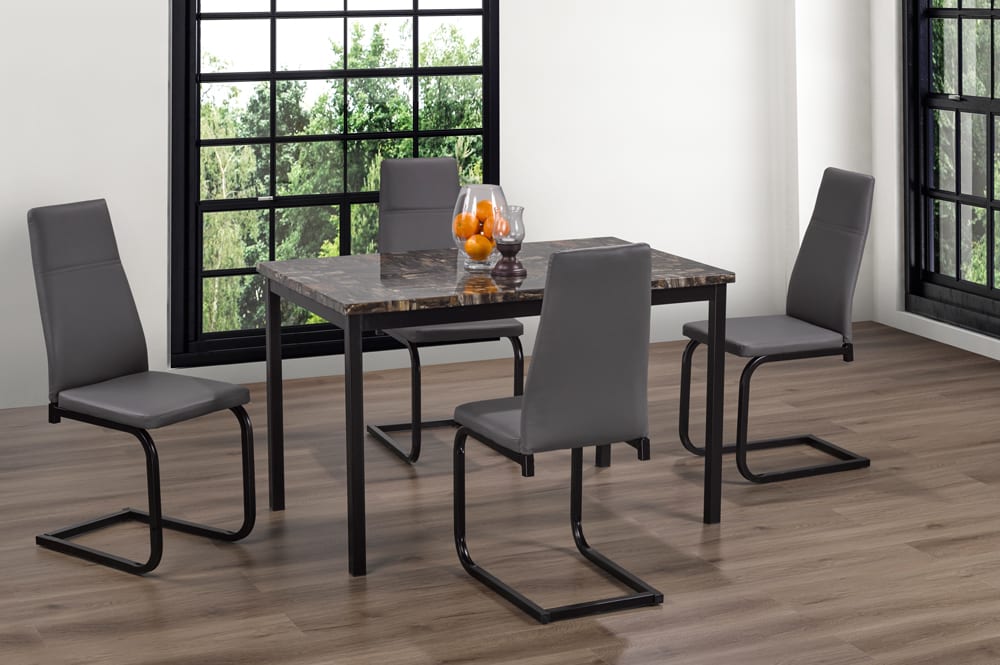 Faux Marble Dining Table With 4 Chairs Grey 3200/210