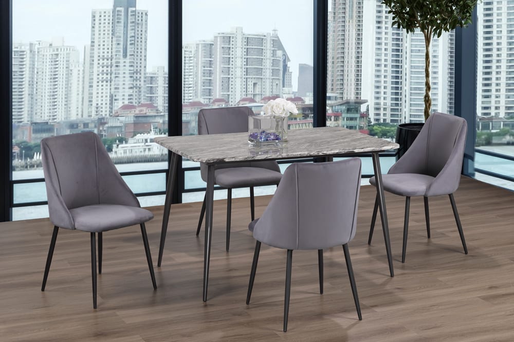 Faux Marble Dining Table With 4 Chairs Grey 3206/212