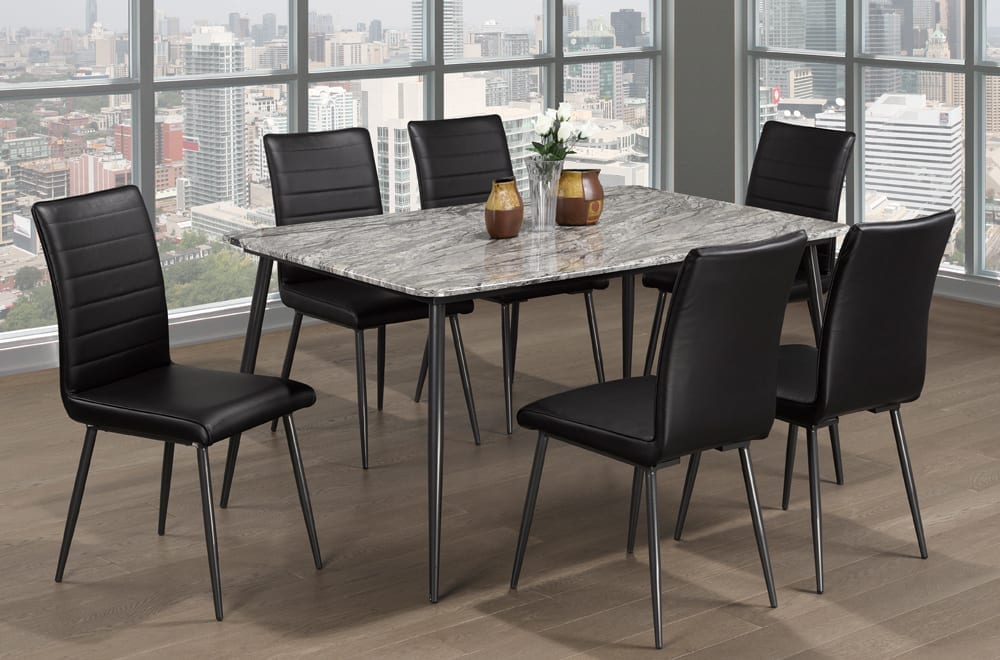 Faux Marble Dining Table With 6 Chairs T 3207 / 3206