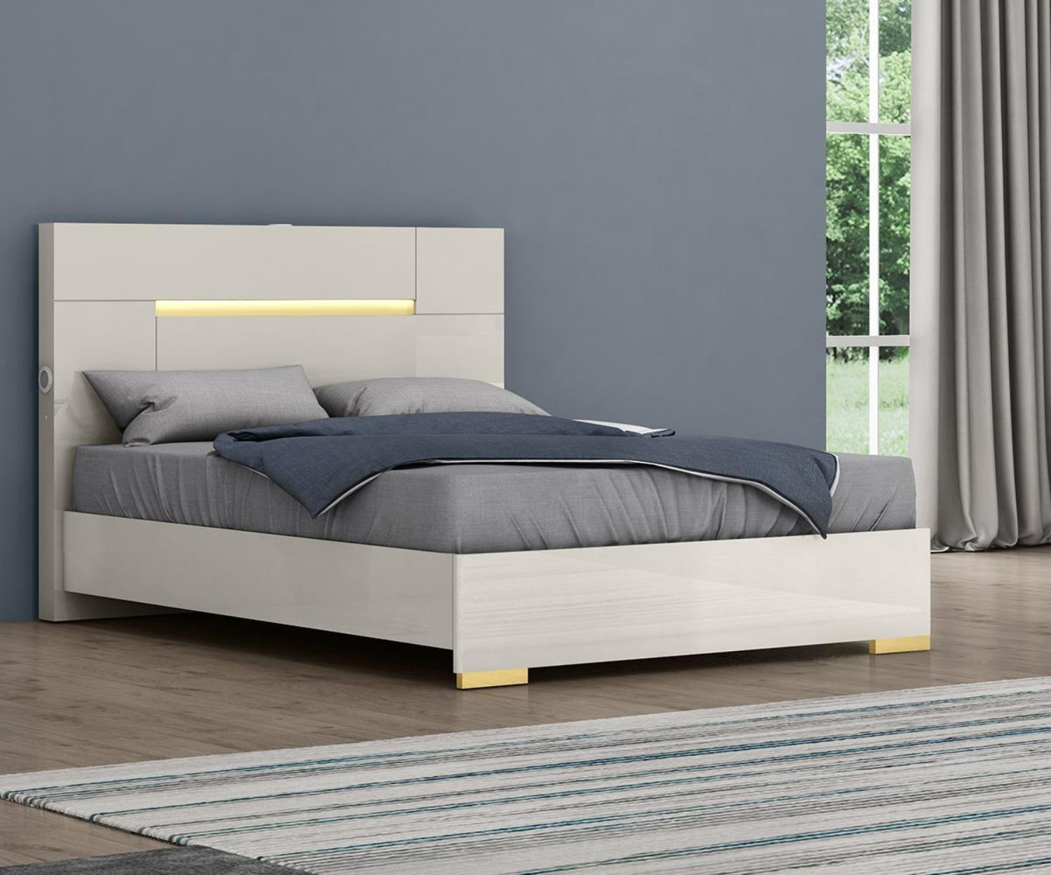 Triton Grey Bed With LED Light And Bluetooth Speaker SB172