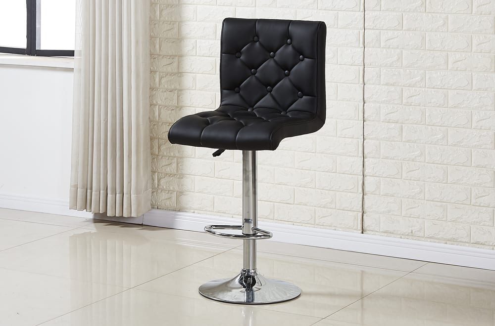 2 Piece Hydraulic Lift Tufted Bar Stool Black 3280 B