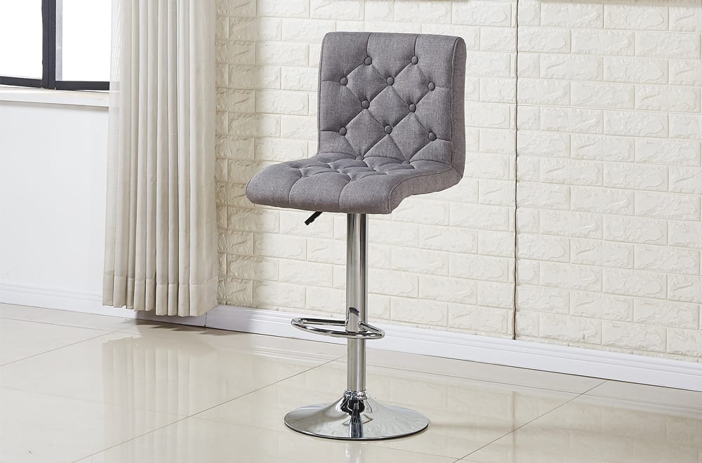 2 Piece Hydraulic Lift Tufted Bar Stool Grey 3280 G