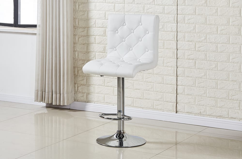 2 Piece Hydraulic Lift Tufted Bar Stool White 3280 W