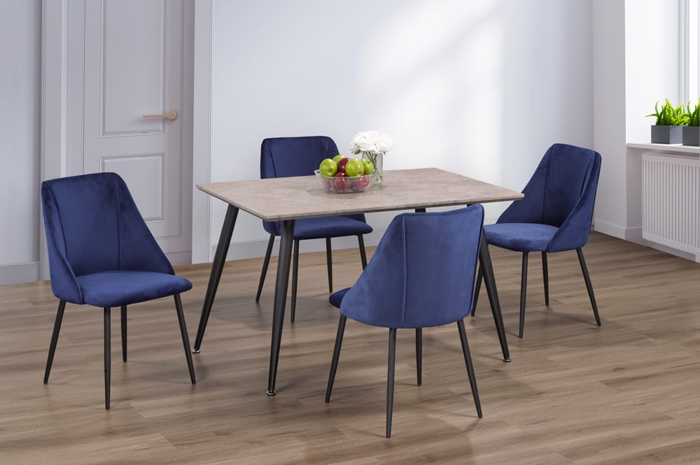 Concrete Look Table With 4 Chairs Blue T3310 / T212