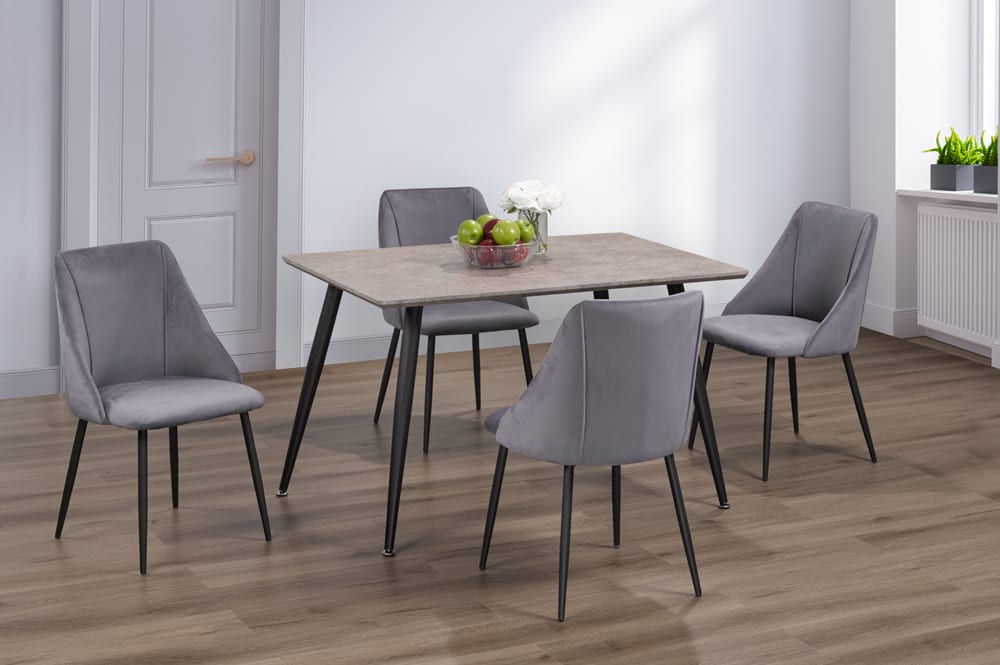Concrete Look Table With 4 Chairs Grey T3310 / T212