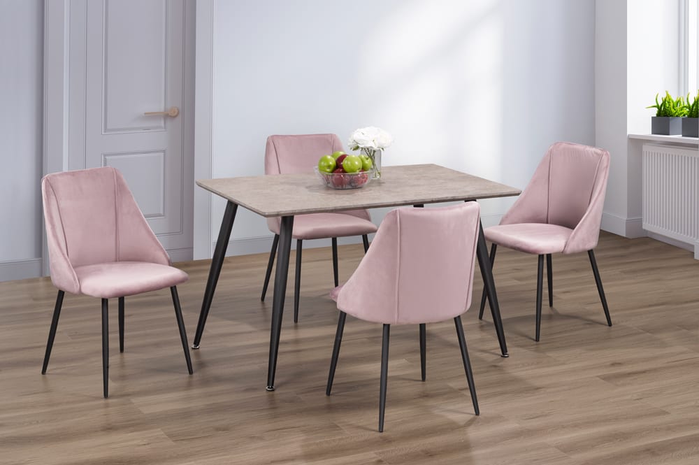 Concrete Look Table With 4 Chairs Pink T3310 / T212