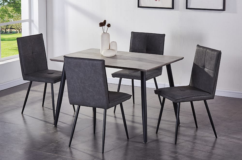 Concrete Look Table With 4 Chairs Grey T3310 / T282