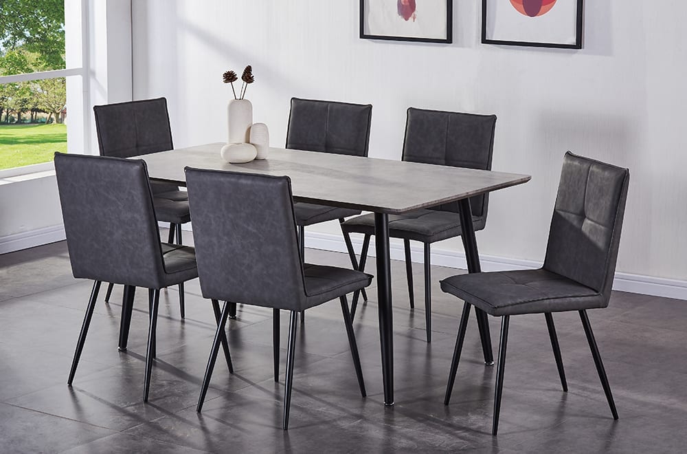Dining Table With 6 Chairs Grey T 3315 / T 282