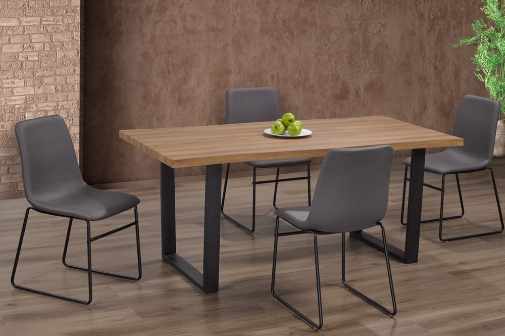 Rectangular Dining Set With Bonded Leather Chair Grey 3350/211