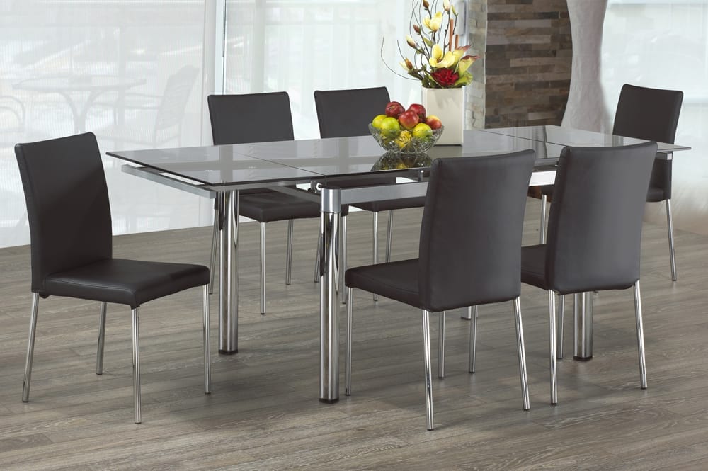 Glass Dining Table set With Black Chairs T 3402 / 3401