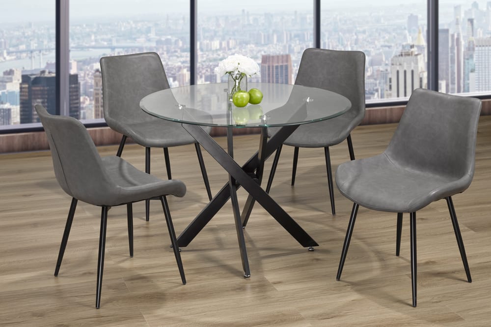 Tempered Glass Dining Table With 4 Chairs Grey T3461 / T280