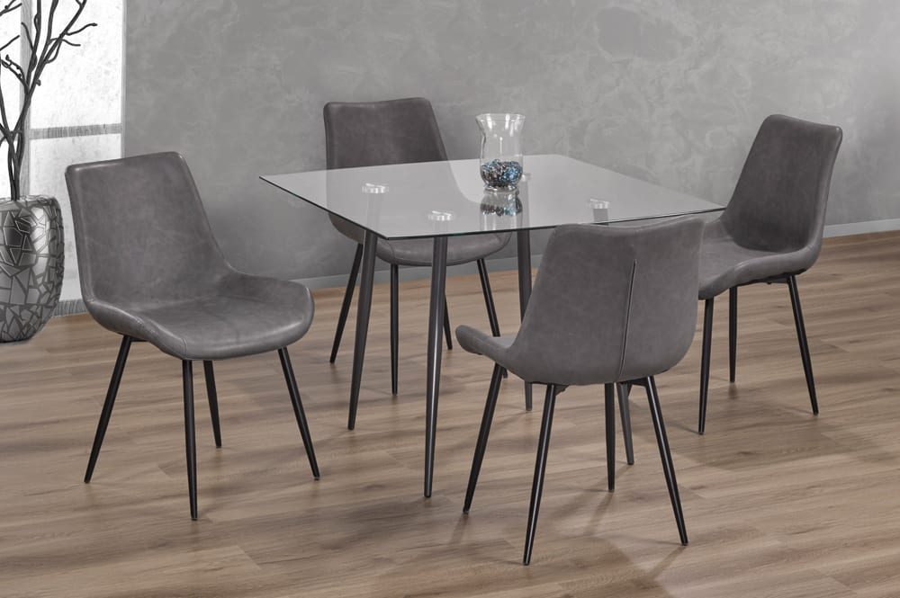 Tempered Glass Dining Table With 4 Chairs Grey T3476 / T280