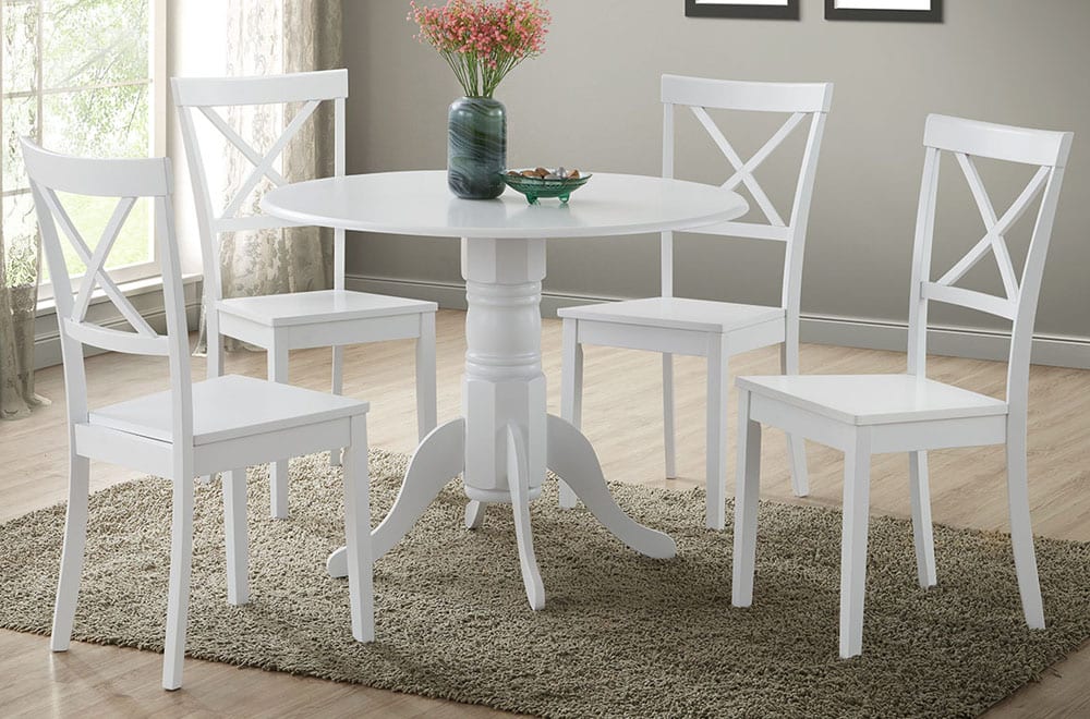 Round Pedestal Table Dining Table With 4 Chairs White T 3815