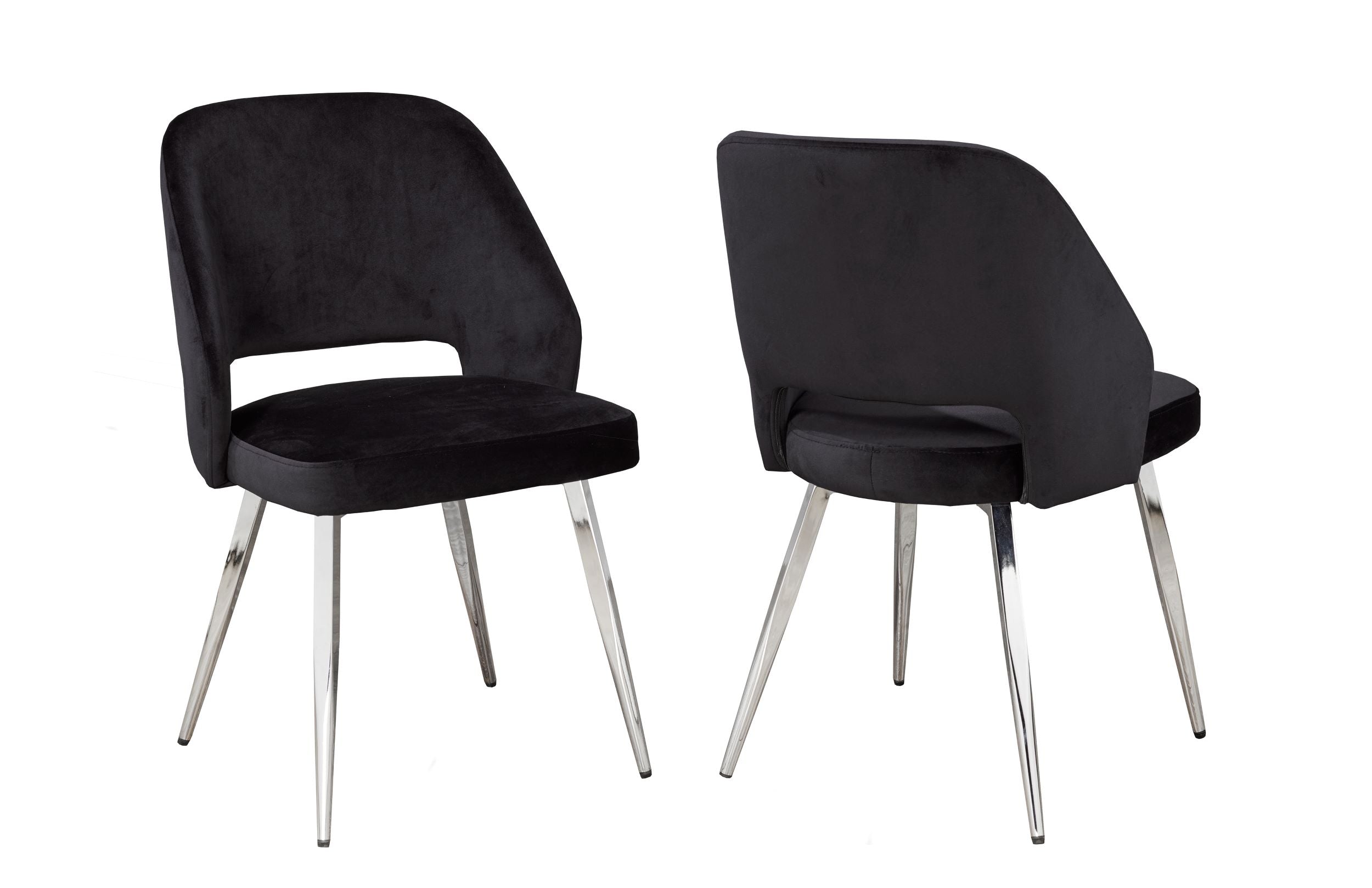 Ella Black Velvet Dining Chair Set Of 2 C-1205 BLK