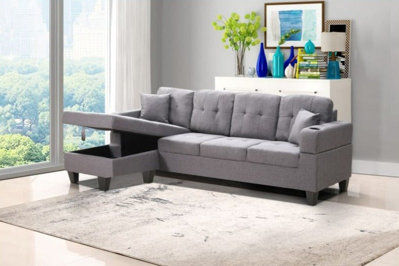 Light Grey sectional Sofa With Storage 1839