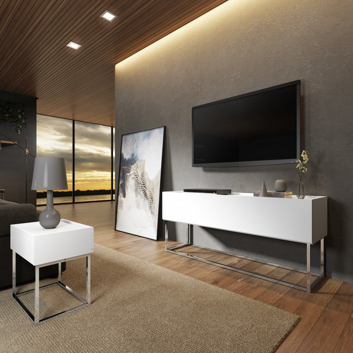 White Matte Night Stand 1342