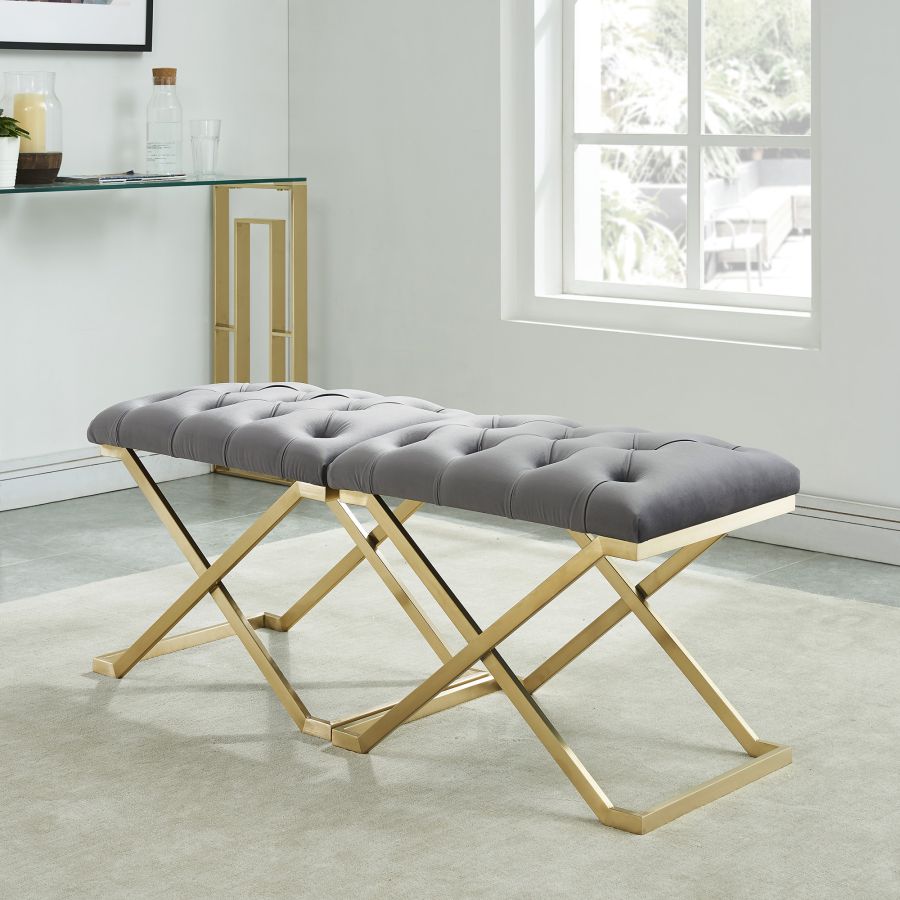 Rada Bench in Grey/Gold 401-404GY