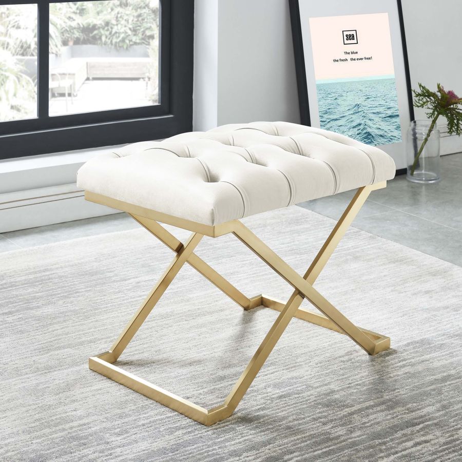 Rada Bench in Ivory/Gold 401-404IV